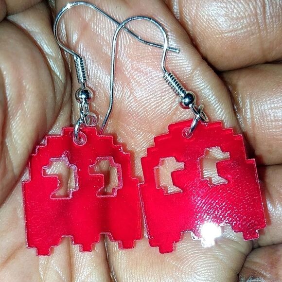 Red Retro game cartoon earrings - Picture 2 of 4
